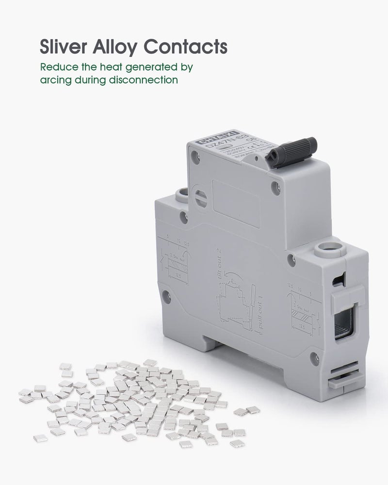 CHTAIXI AC Miniature Circuit Breaker, 10 Amp 120V/240V 1 Pole DIN Rail Mount Circuit Breaker, Thermal Magnetic Trip, Solar AC Disconnect Switch MCB C10 - Image 5